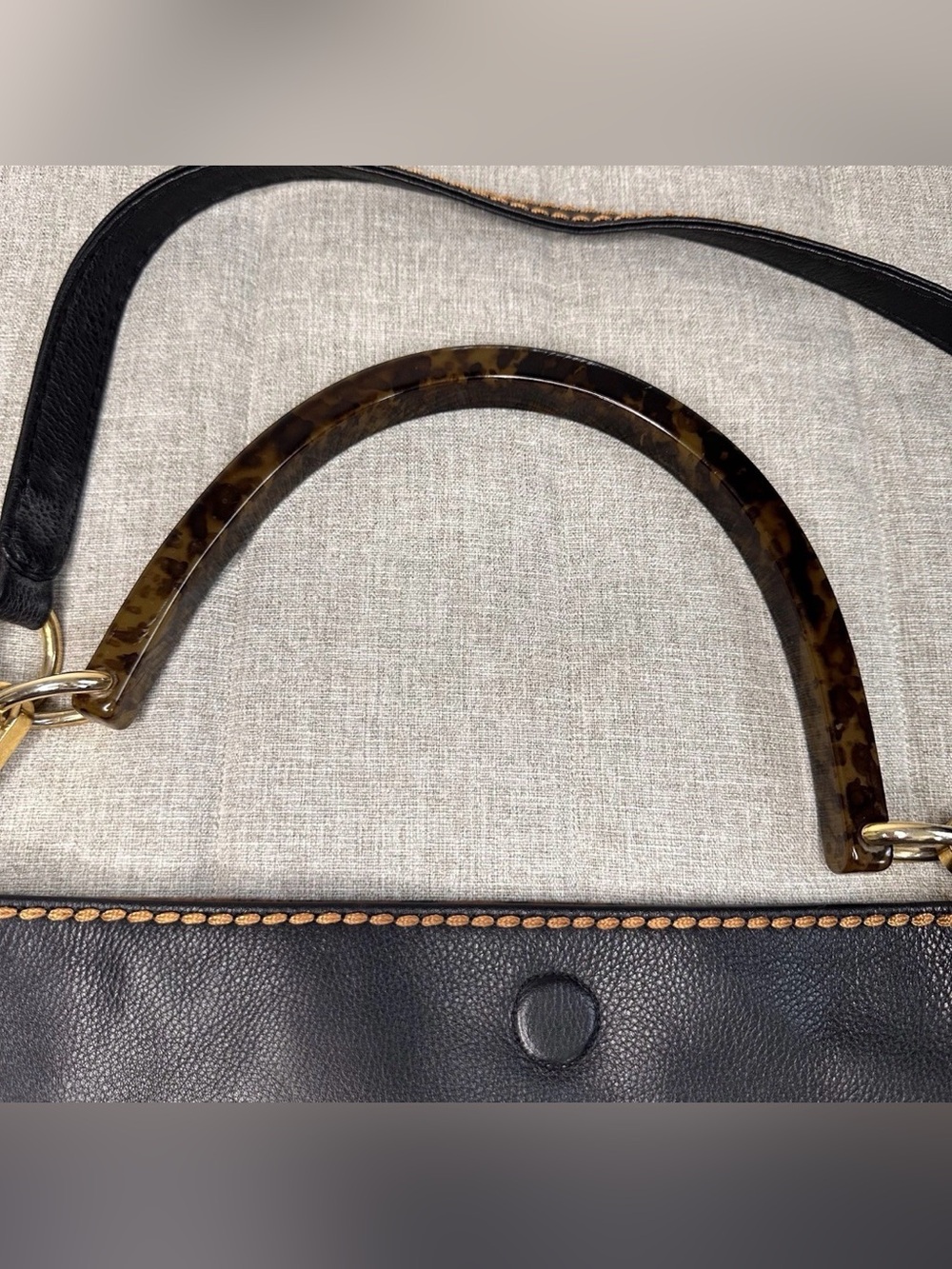 VTG Plinio Visona Italy Reversible Designer Black Leather Animal Print Purse Bag - Picture 4 of 11